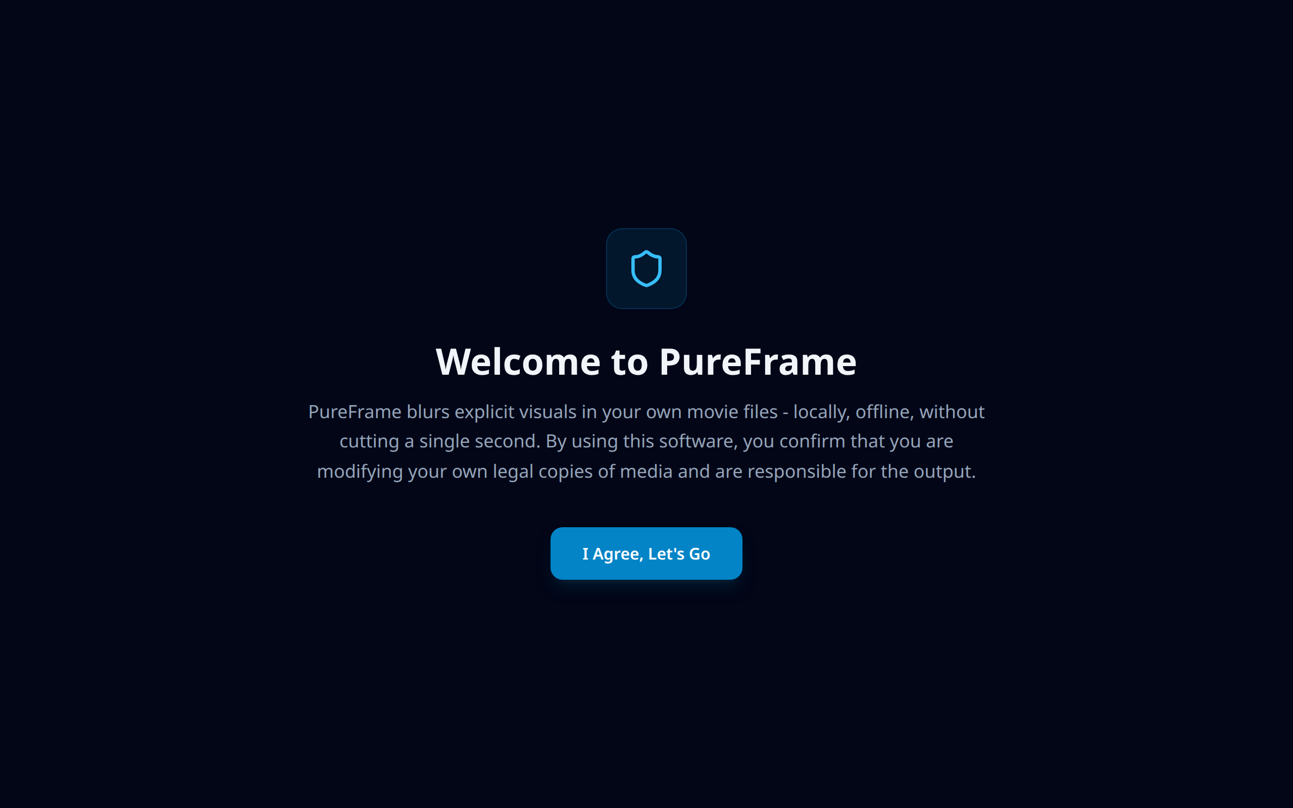 First-run onboarding screen